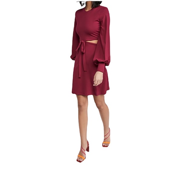 NWOT Susana Monaco Cutout Waist Bow Dress In Wild Berry - Picture 4 of 9